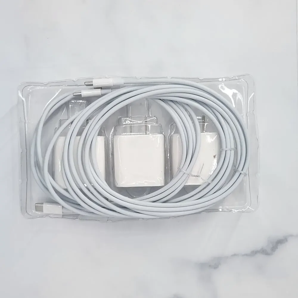 Box of 3 Premium Charging Cables, High-Speed USB-C White 6 Ft Braided Cord
